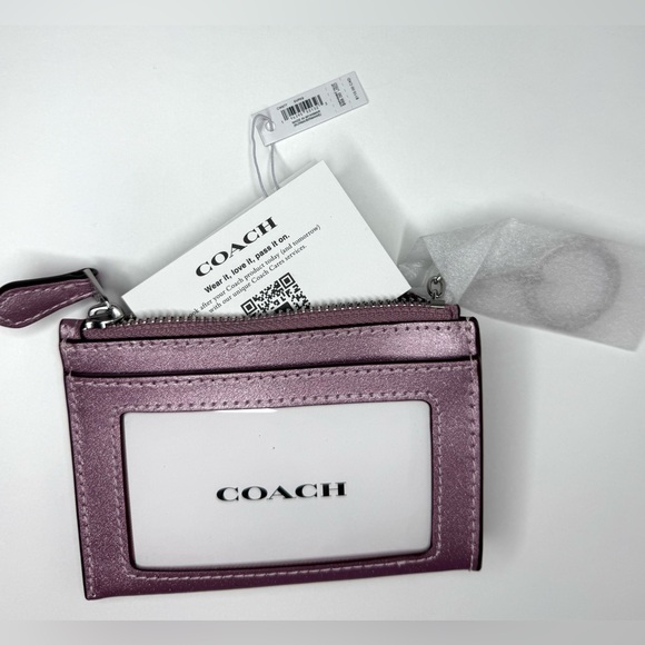 Coach NWT Pink Pearl Metallic Mini Skinny ID Case with Key Ring - Picture 5 of 5